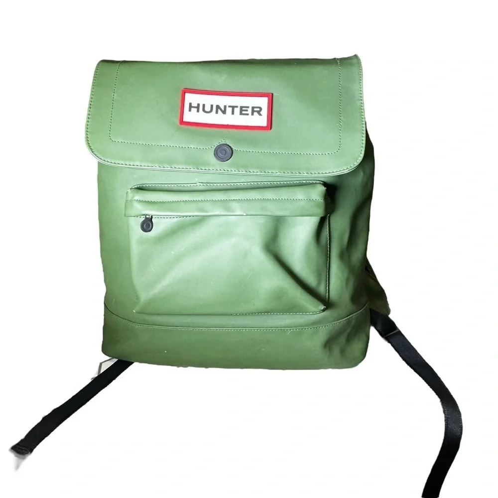 HUNTER | Olive Army Green Large Backpack Zipper Pockets - Picture 3 of 12